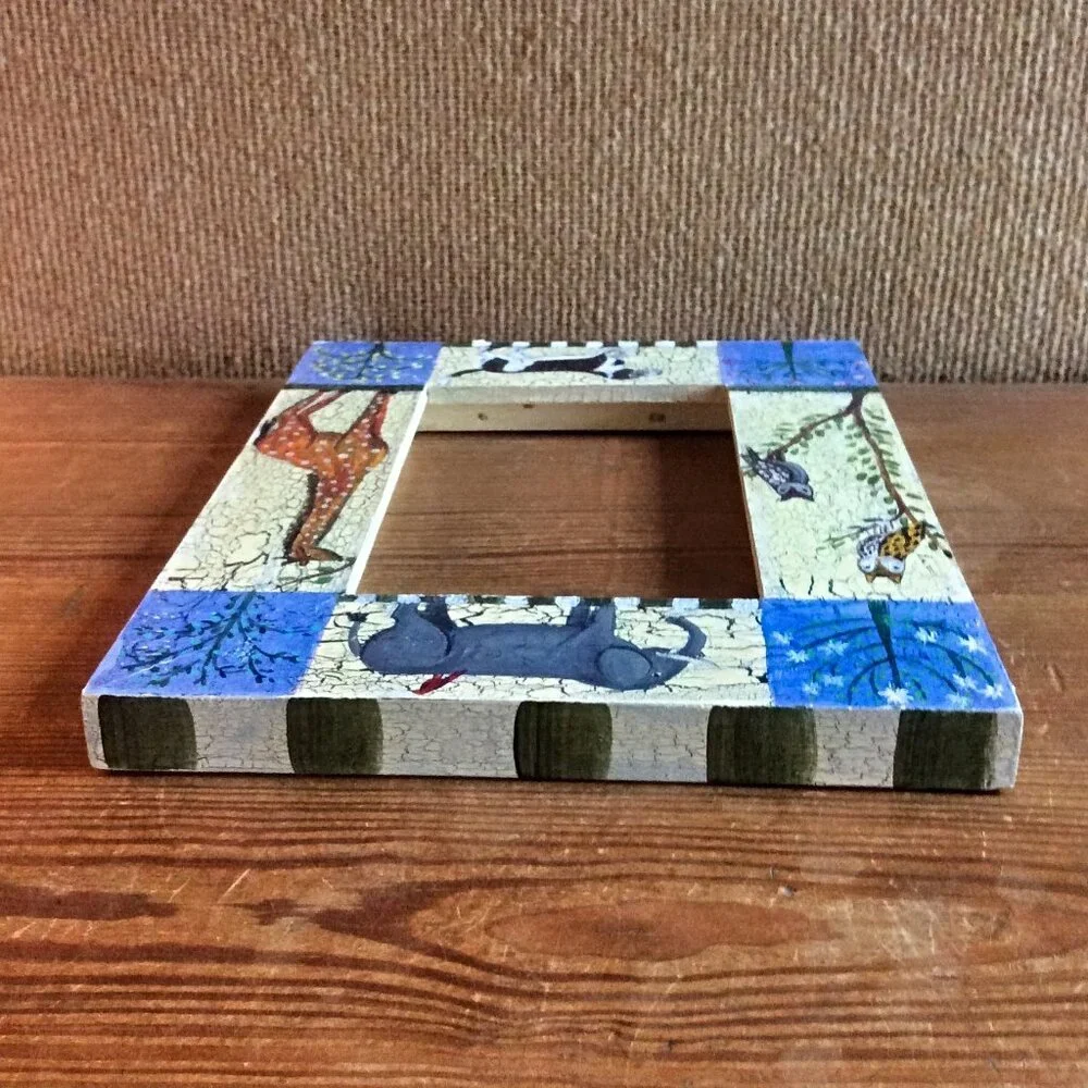 Hand Painted Animal Wooden Picture Photo Frame Safari Nursery Kid Decor
